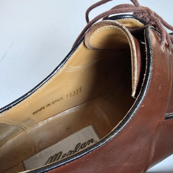 MEZLAN MEDOLLA MENS LEATHER SHOES BROWN SQUARE TOED SIZE 9.5 MADE IN SPAIN - Picture 10 of 11